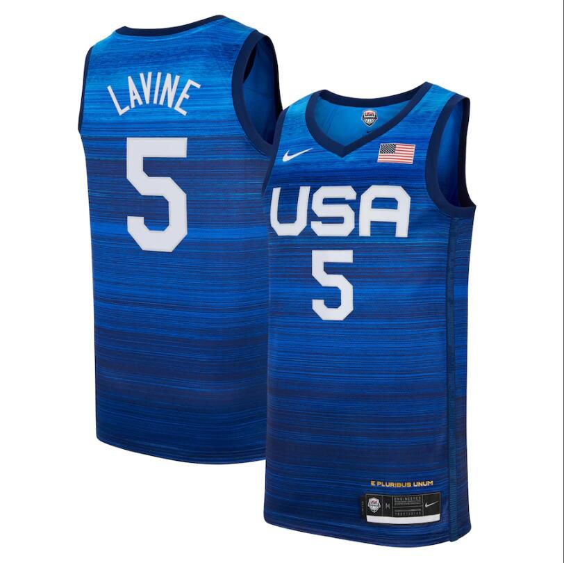 2021 Olympic USA 5 Lavine Blue Nike NBA Jerseys